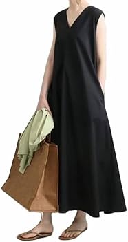 Amazon.co.jp: ノースリーブワンピースリネンワンピース